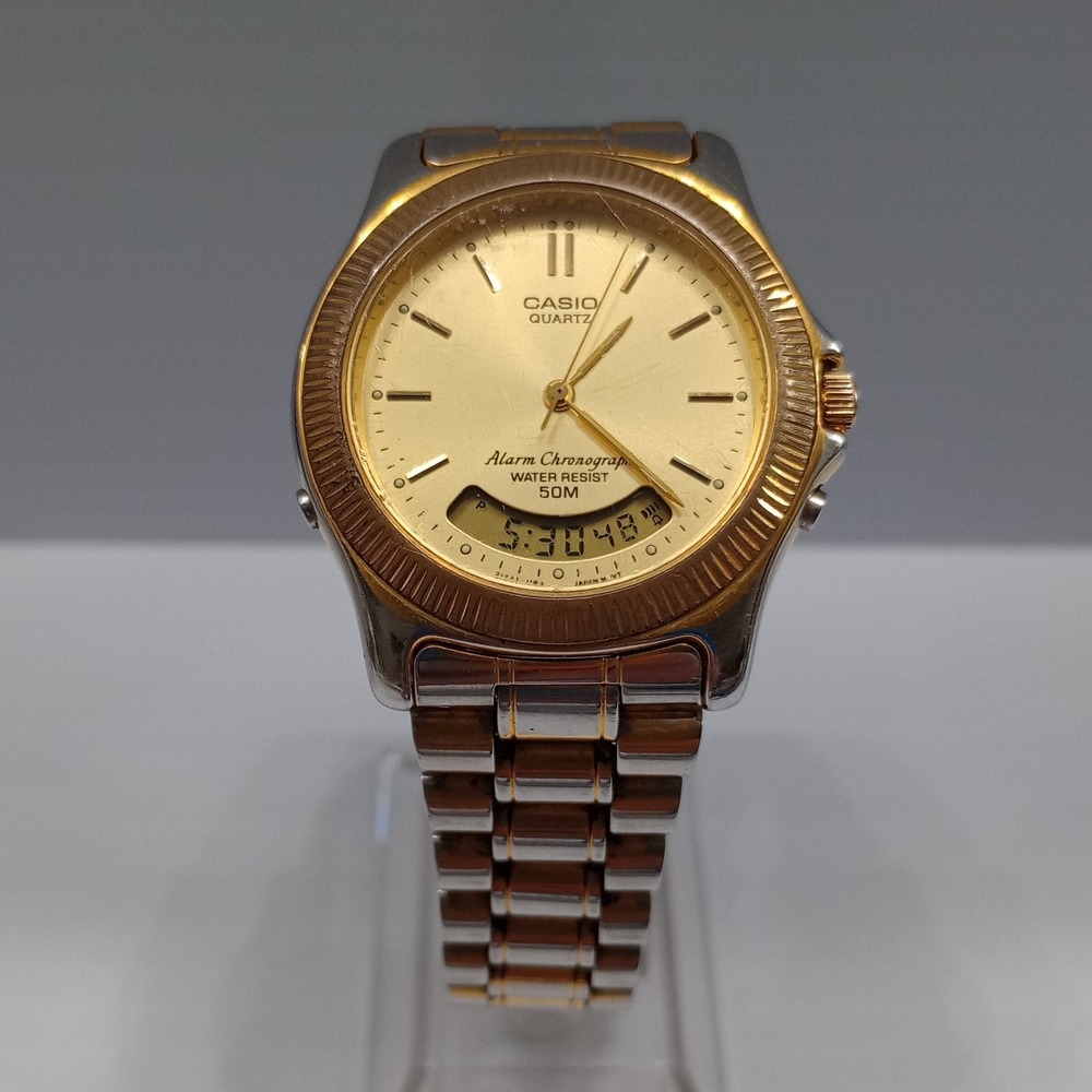 VTG Casio AQ-312W Two-Tone Analog + Digital 50M Watch New‎ Battery - Picture 4 of 13